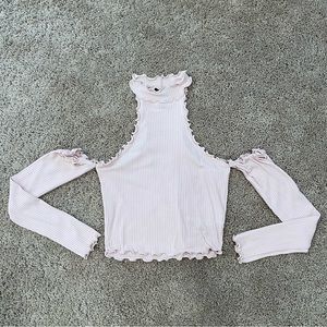 Forever 21 Turtle Neck Open Shoulder Top